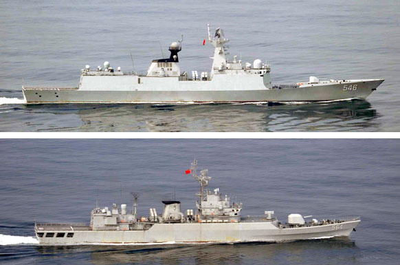 統幕、中国海軍フリゲート2隻の日本海進出確認